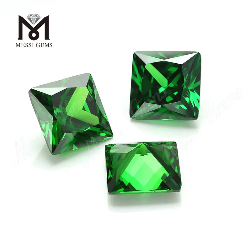 Alta qualidade cor zircon quadrado forma verde cz solta pedras com baixo preço