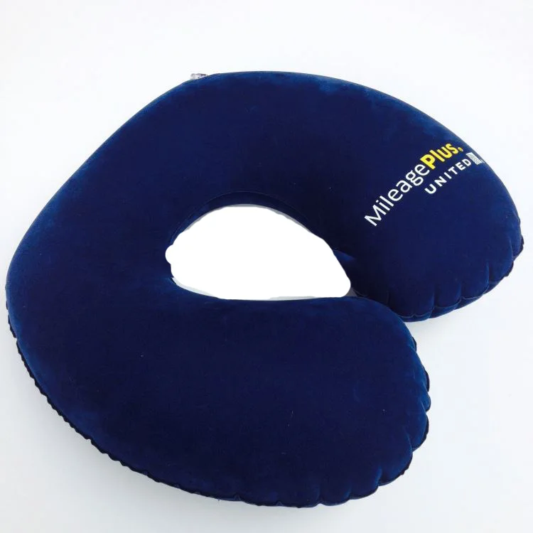 Custom made oferta companhia aérea azul marinho inflável travesseiro de viagem