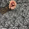 Wholesale Floral spider web embroidered black chemical mesh embroidery fabric