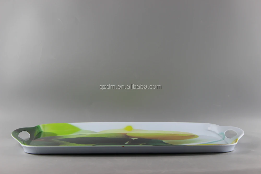 2 Handled Melamine Large Serving Trays 19 Inch