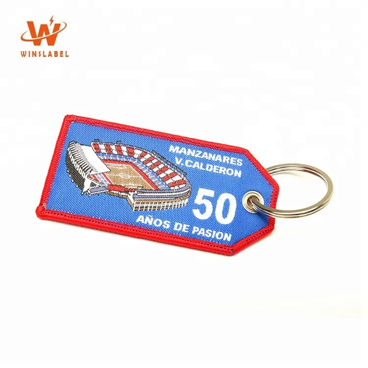Factory Price Custom Brand Machine Embroidery Woven Fabric Key Tag Keychain For Promotion Buy