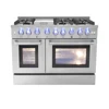 Double bake oven B;lue lighting 48" Cooking range stainless steel griddle