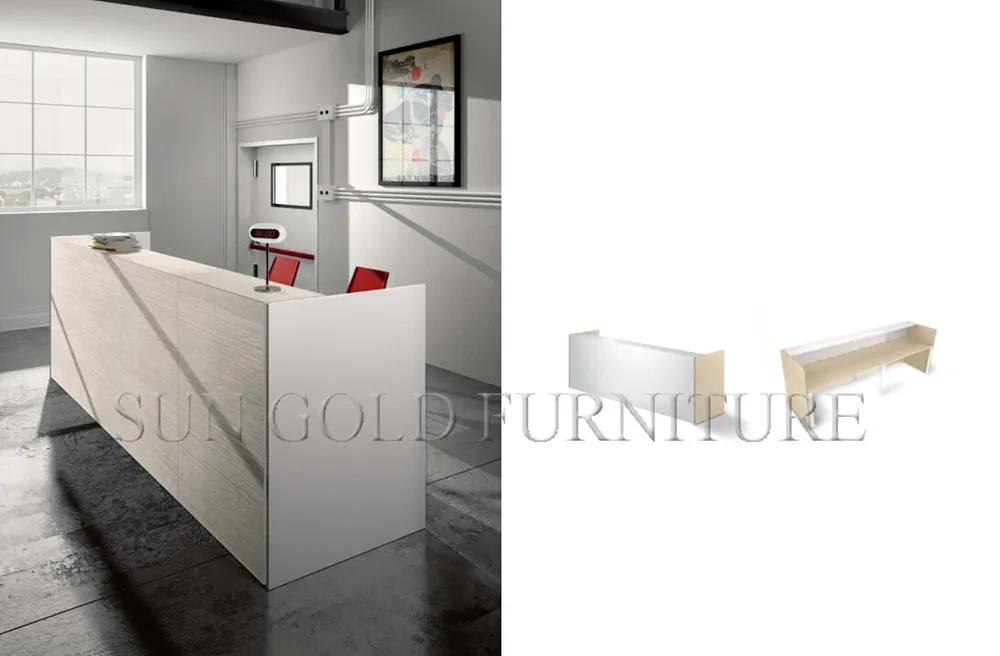 Popular en forma de L de oficina de madera recepción, cajero salón