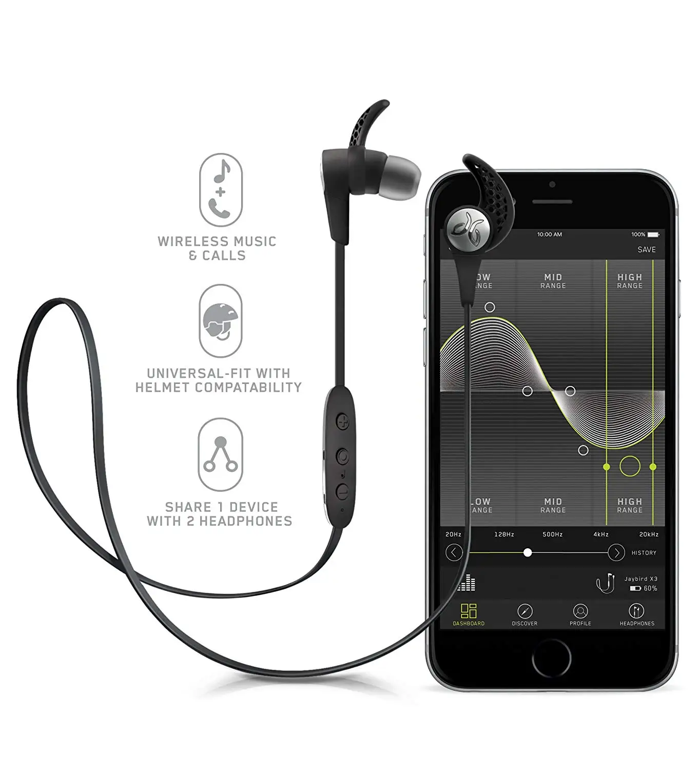 Jaybird X3 Sport Bt Headset for iPhone and Android - Blackout wireless headset bluetooth with microphone