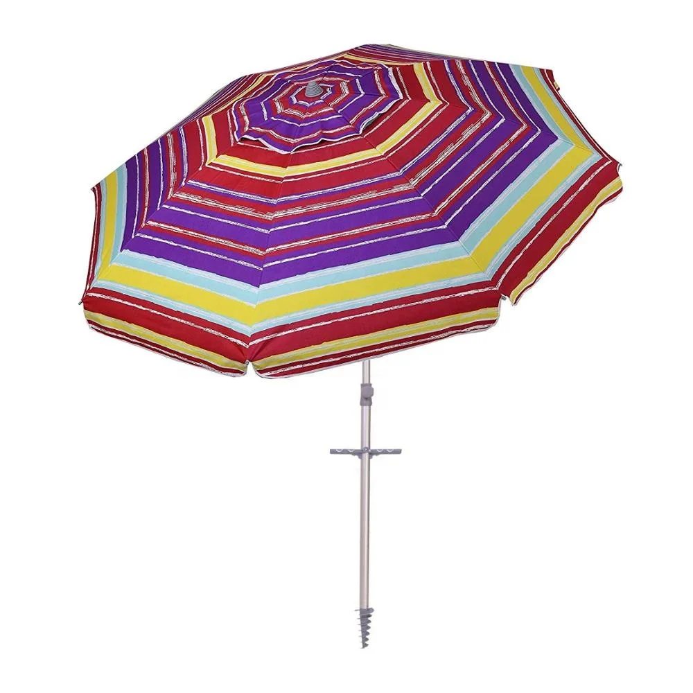 Prevalent  UV50+ Multicolor sand anchor  Beach Umbrella with tilt and airvent