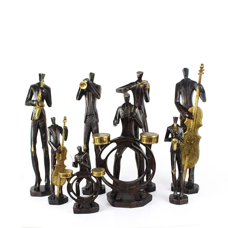 Resin Musicians Sculpture Statue Resin Figurine Decoration Orchestra Furnishings Abstract Character Man Home Decoration Folk Art supplier