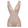 V Neck Nude Support Bust Lace Patchwork Womens One Piece Sexy Lingerie Bodysuit