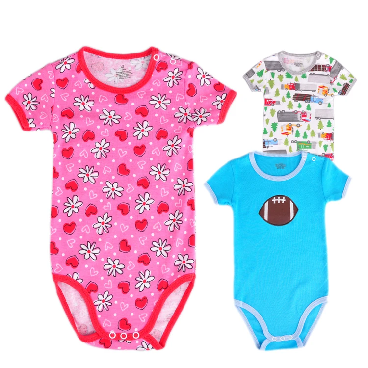 Wholesale 100% cotton short sleeve baby clothes  custom print baby romper infant bodysuit 