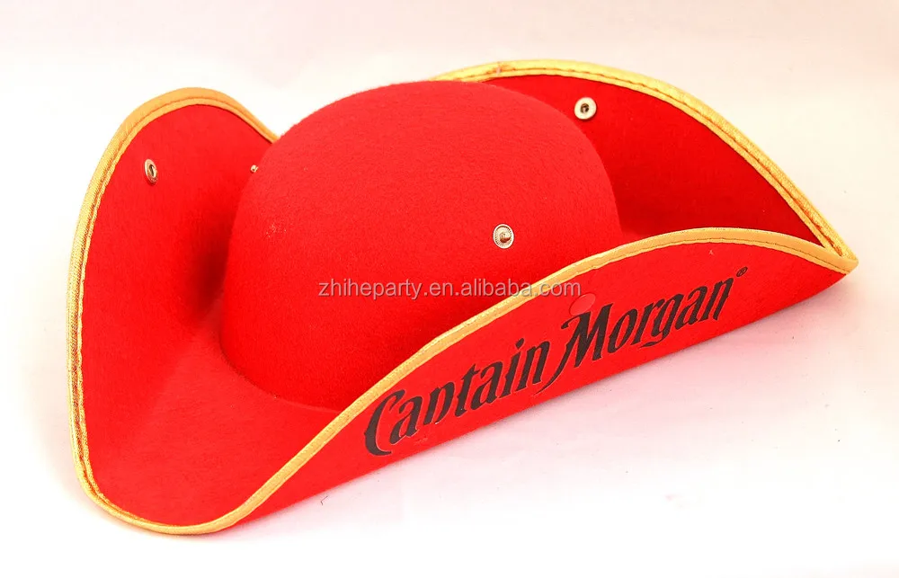 Red Felt Captain Morgan Pirate Hat - Buy Pirate Hats 