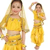New Girls Indian Arab Belly Dance Costume Top & Pants & Head Chain & Veil & Finger Cover 5 Pcs India Dancing Clothes ZH2061
