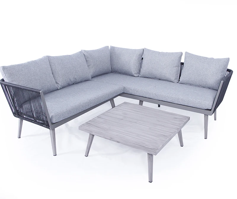 
Outdoor wicker all aluminum three pieces sofa set coffee shop furniture 