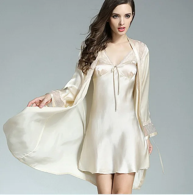 Women 100 Charmeuse Satin Silk Nightgowns And Robe Set Silk Nighties Flkt613 Buy Silk