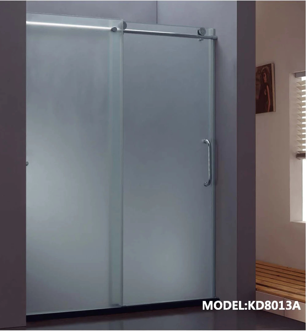 304 Stainless Steel Sliding Tempered Clear Glass Shower Door With