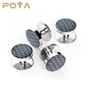 Poya Jewelry fashionable men's blue & white line unique charm tuxedo cufflinks and shirt studs