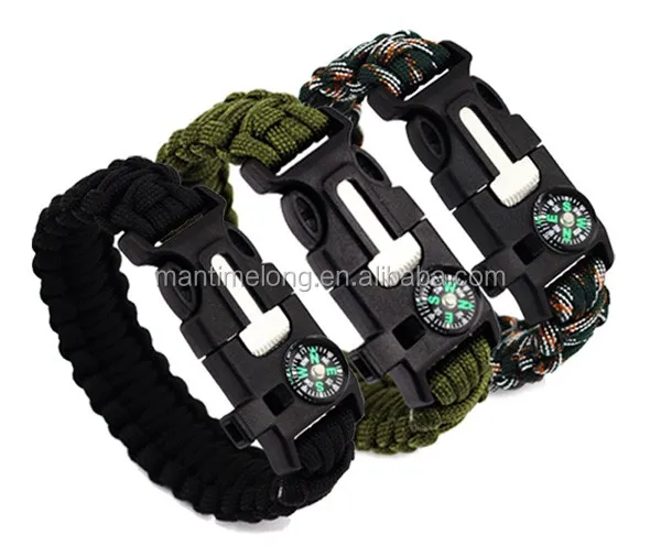 Men's Survival Bracelet Camping Outdoor Rescue Parachute Cord Wristband