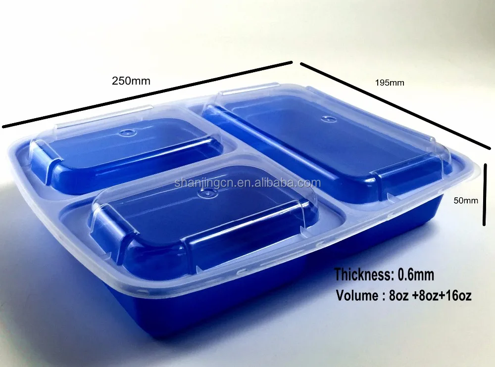 Hot Selling Bpa Free Plastic 3 Compartment Food Storage Containers