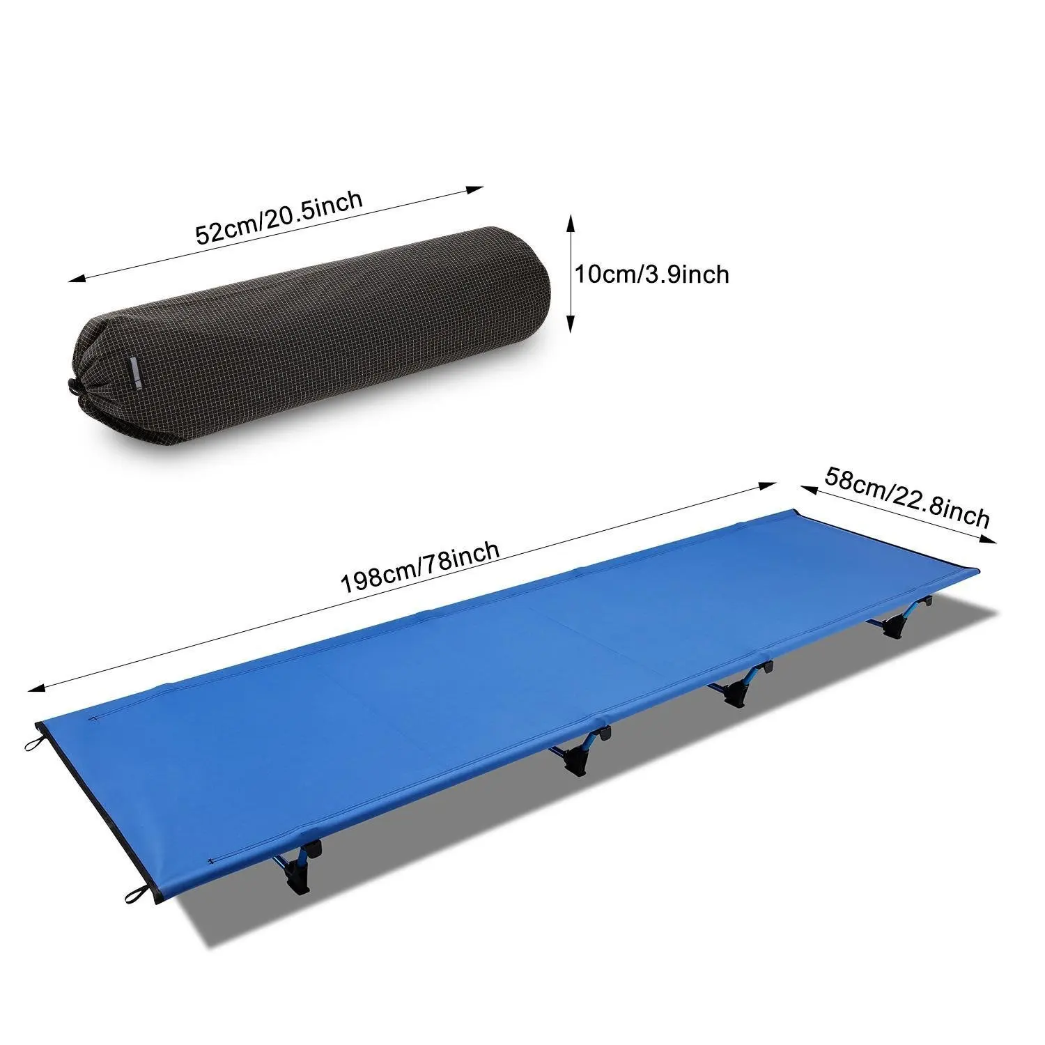 Meoket Portable Compact Camping Cot Bed Lightweight Folding Aluminum Camping Cot with Storage Bag (US STOCK)