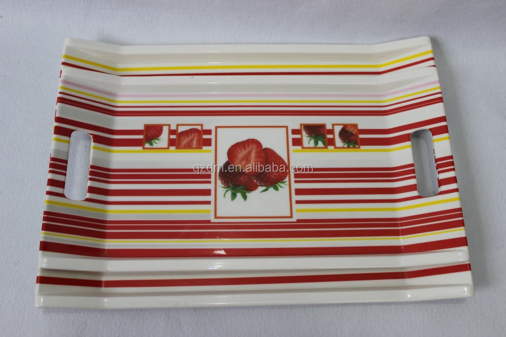 Strawberry Design Melamine Tray With 2 Handles