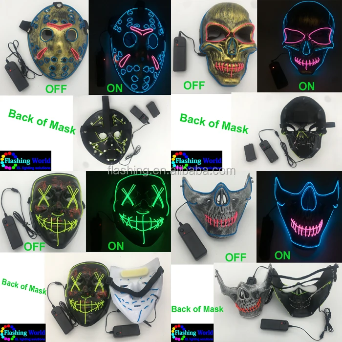 Hot selling Light Up Glowing Neon Mask Factory Price EL Wire Neon Mask for Halloween Event