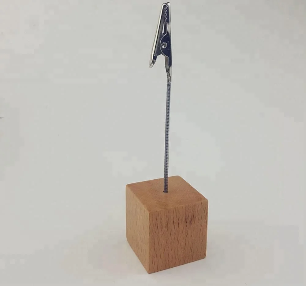 Wood Memo Clip Holders,Photo Clip Holder Wooden Cube Stand Memo Clips
