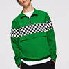 online shopping clothes men zip up plaid detail collar neck coat pullover