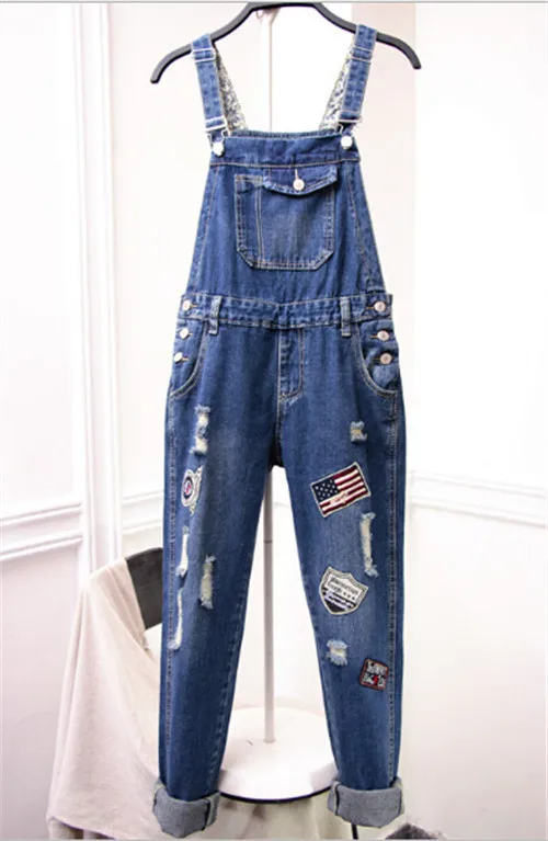 destroyed denim jumpsuit