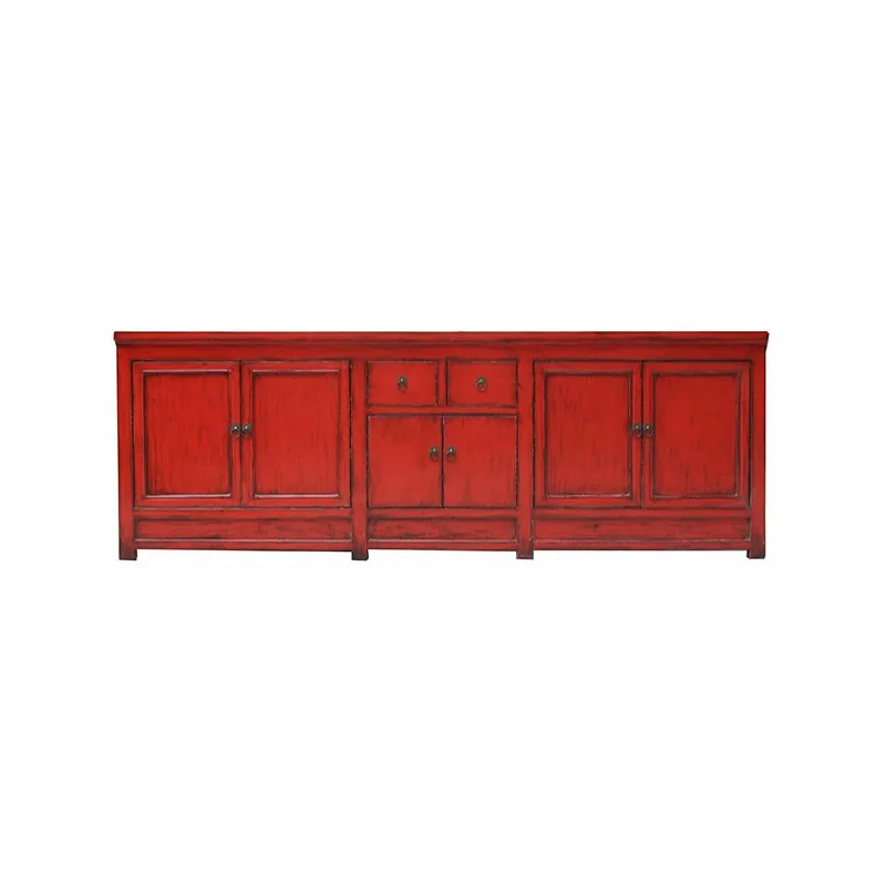 Wholesale Reclaimed Solid Wood Furniture Antique Distressed Red