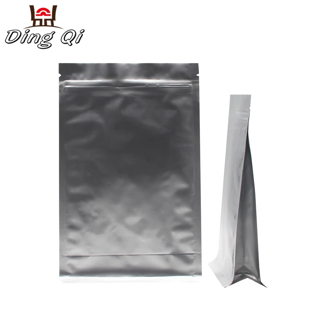 Stock eight side seal costom logo pure aluminum foil  bag with zipper