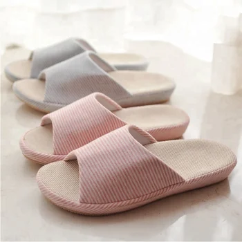 relaxed foot slippers /women's comfort slip on open toe french flax lining  indoor house slippers - buy slippers for women home,ladies home comfort