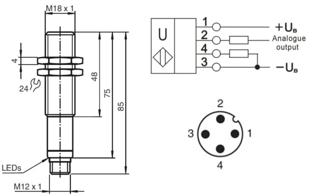 Ultrasonic Sensor Level Sensor 5m Distance (UB500-18GM-E5-V1)