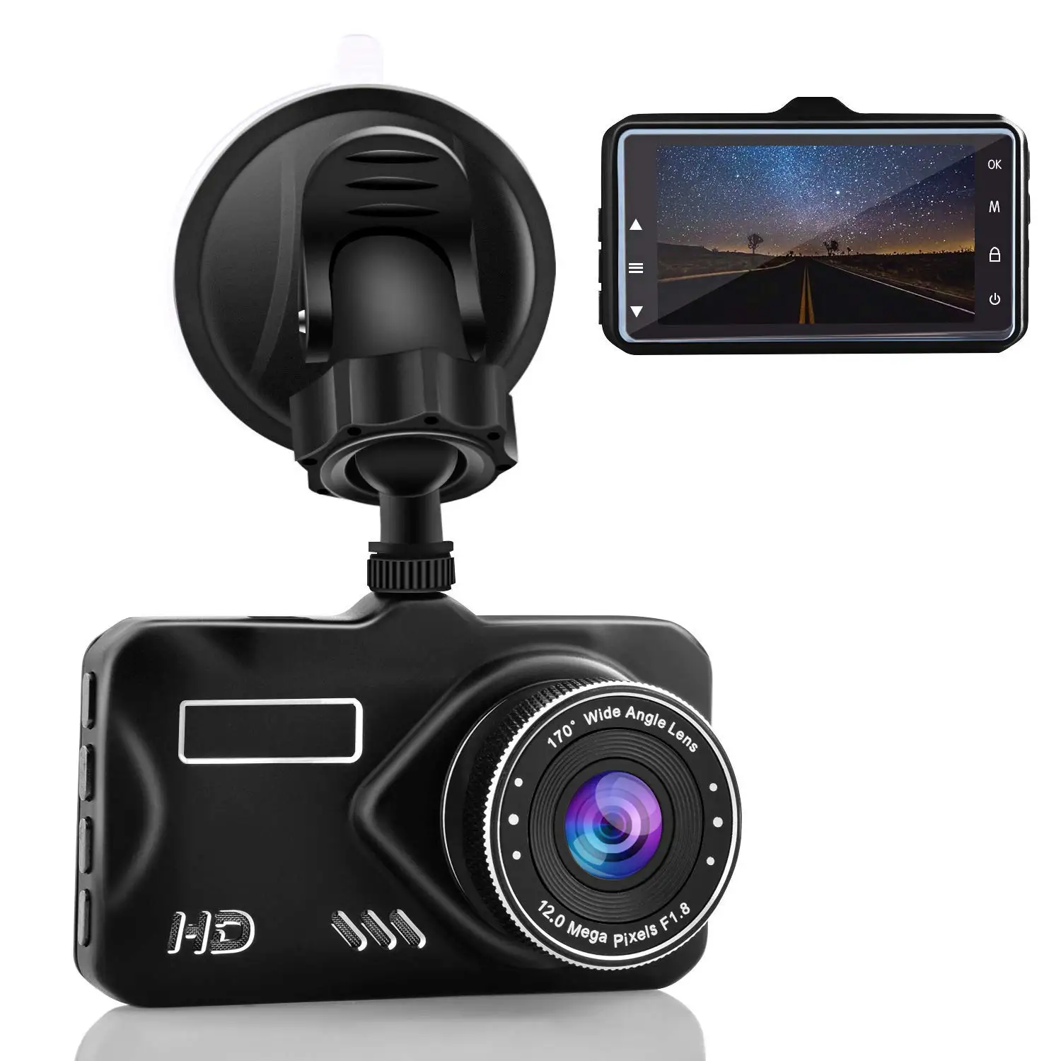 4k Dash Cam Full Hd 1080p,170 Degree Wide Angle Dashboard Camera Car ...