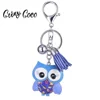 Cring Coco Blue Owl Keychains for Girls Enamel Zinc Alloy Metal Cute Animal Bird Keychain Daughter Birthday Gift Women Key Chain