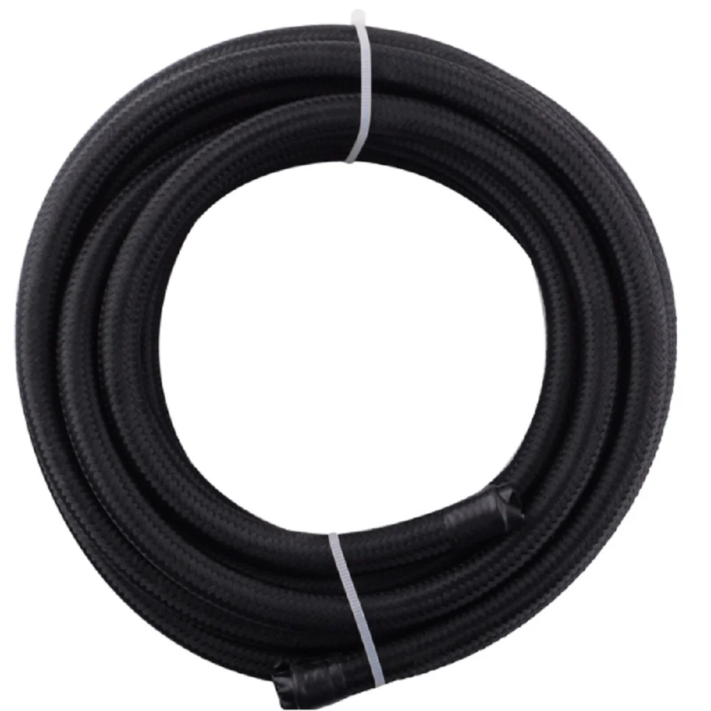 An6black Nylon Stainless Steel Braided Oil Fuel Gas Brakerubber Hose