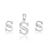 63986 Xuping Letters jewellery set "S" shape inlayed stone ABC series rhodium plated