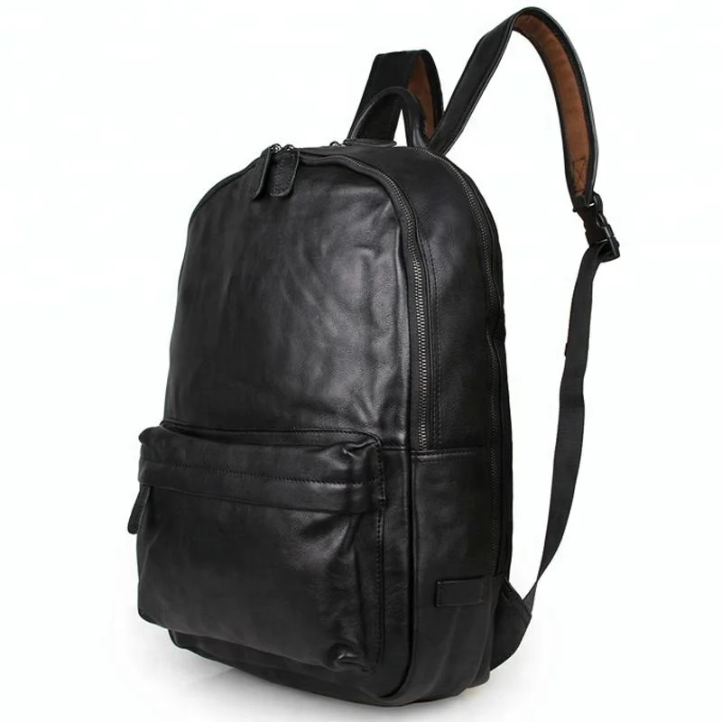 black genuine leather backpack