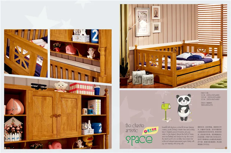 Modern wooden bunk bed for kids