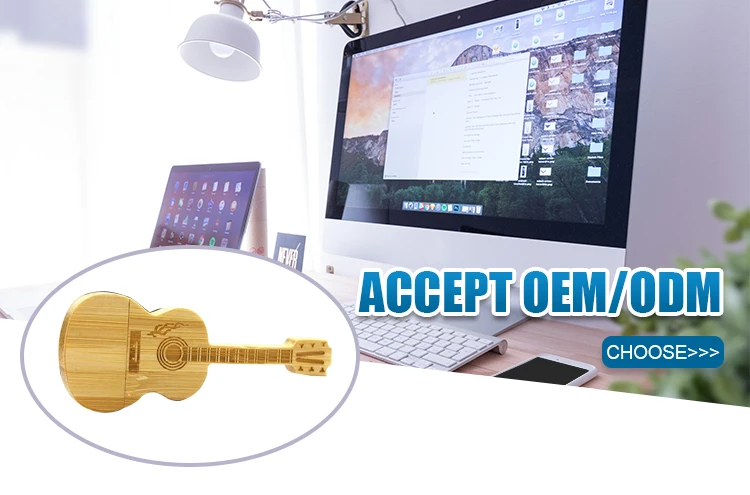 custom engraving logo wood usb Guita shape memoria USB 16GB - ANKUX.COM