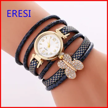Stocks Ing Fashion Lady Watch Handmade Leather Wrap Bracelet Stocks Ing Fashion Lady Watch Handmade Leather Wrap Bracelet With Erfly Charm Promotion