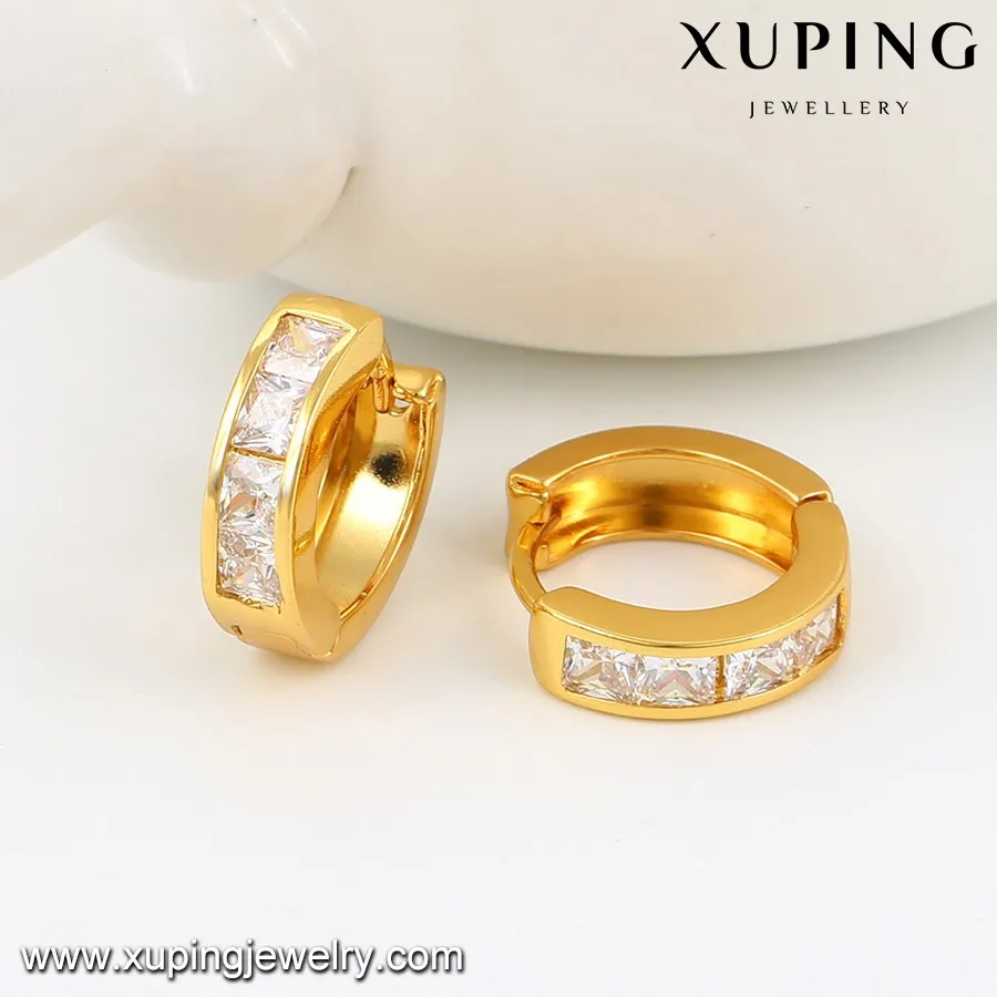 92310 Xuping Dubai Gold Zircon Clip-on Jewelry Gold Earring Women ...