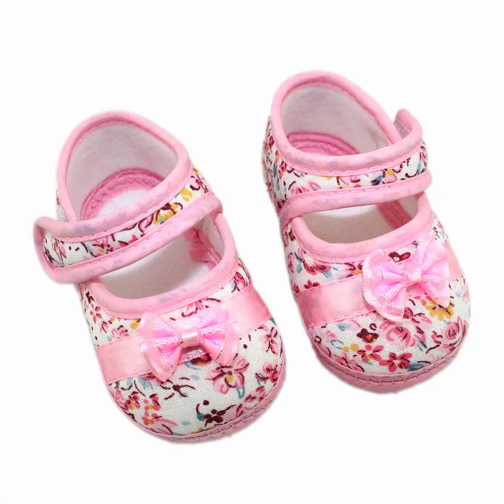 Baby Girls First Walkers Shoes Flowers Bow Toddler Newborn Baby Soft Sole Shoes For 3 12
