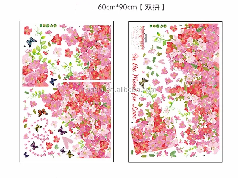 Romantis Bunga Sakura Cinta Dinding Stiker Dekorasi Baru Beberapa