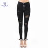 2019 Button Down High waist Black Skinny Women Ladies denim jeans Long pants