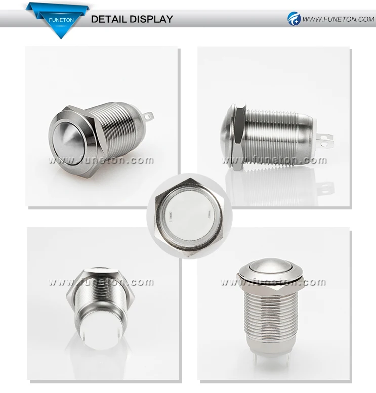 12mm Custom Light Marine Switch Momentary Ball Head Metal On Off Push