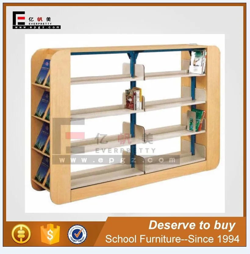 School Children Library Book Rack Wood Metal Magazine Display Racks