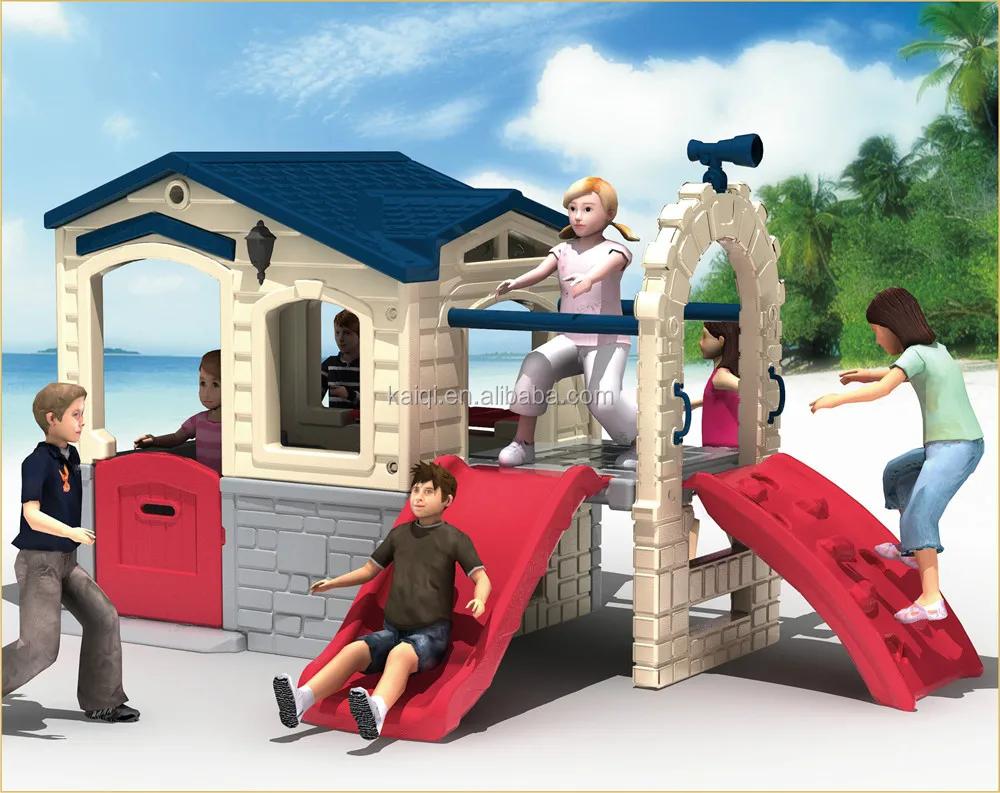Kaiqi Group Backyard Kids Plastic Happy Hut Slide Play House Playsets