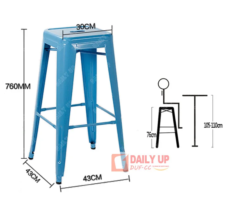 Kitchen Counter Industrial Retro Metal Chair Cafeteria Toli Bar Chair French Bistro Metal Vintage Industrial Metal Dining Chair