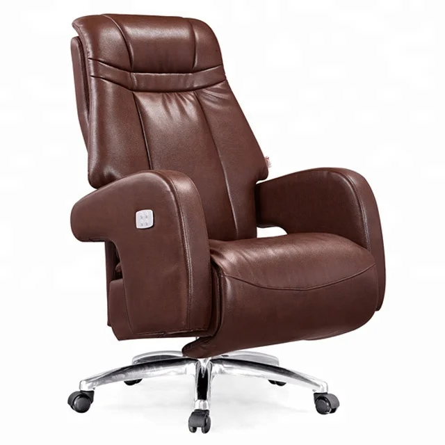 豪华人体工程学真皮躺椅豪华木制行政办公椅