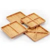 Natural Material Restaurant Tools Set of 4 Bamboo Rectangle Serving Plates