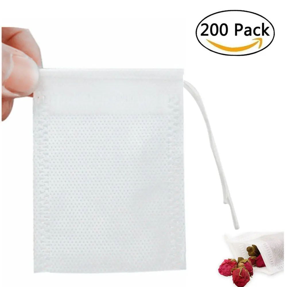 ,Pack of 200 AKOAK Disposable Drawstring Tea infusers Tea Filter Bags for Loose Tea Herbs Spice Bouquet Garni Potpourri Bags 2.3 x 3.1 6 x 8cm