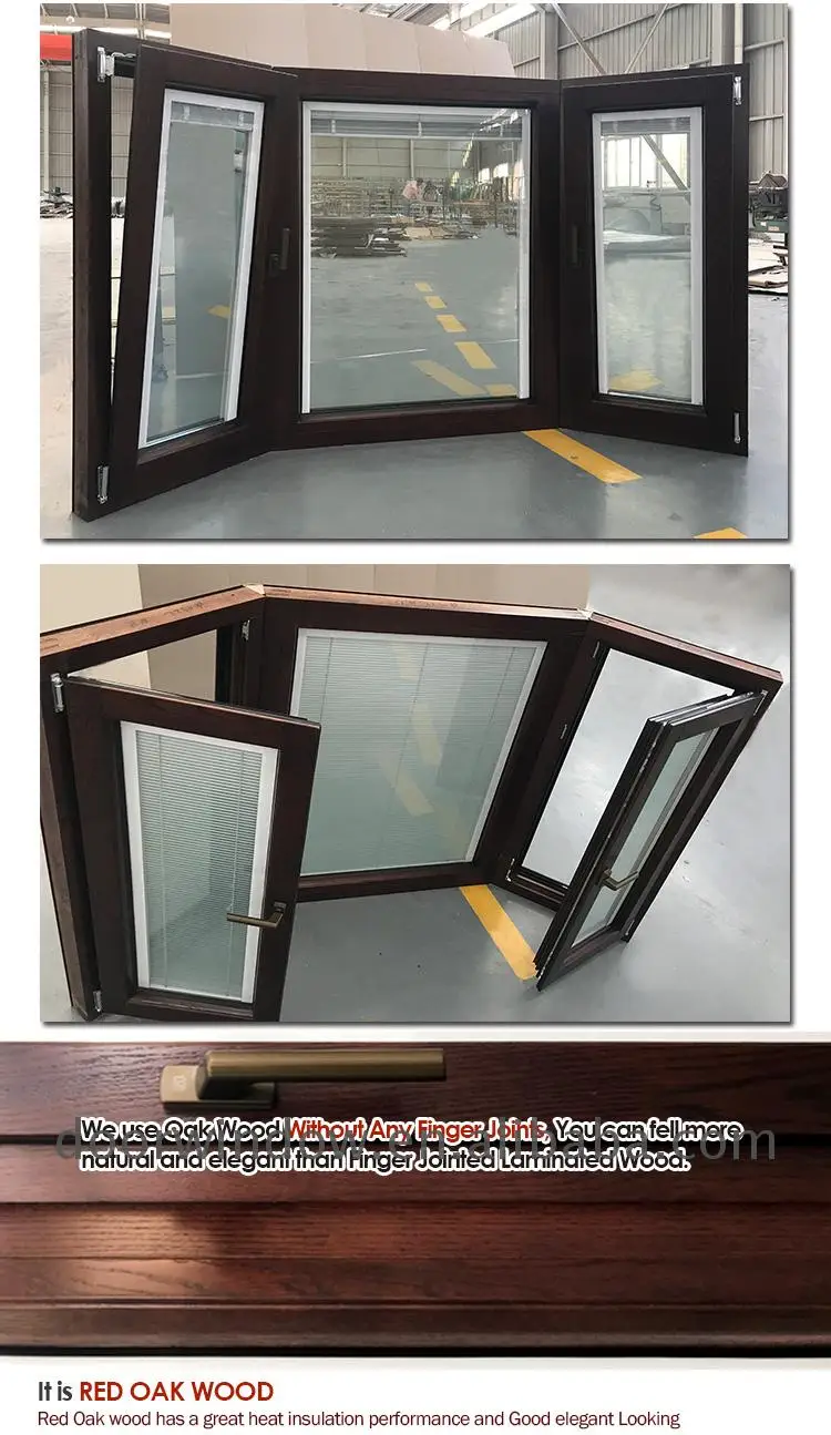 Commercial wooden tilt turn bay window